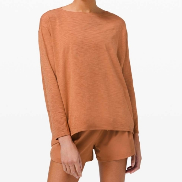 Lululemon Back In Action Long Sleeve In Desert Sun EUC - Picture 1 of 4